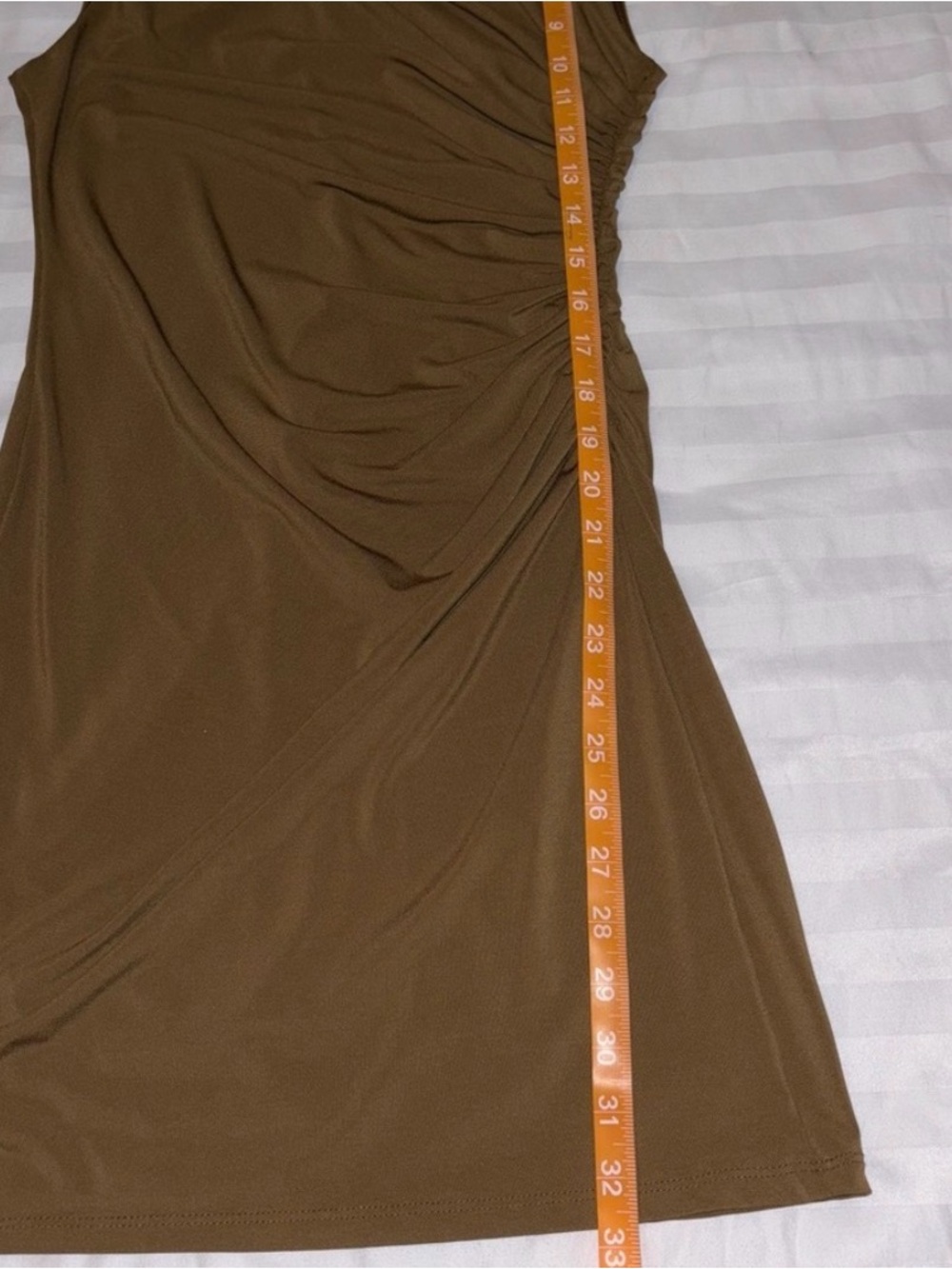 Zara Olive Sleeveless Ruched Mini Dress - Picture 9 of 9